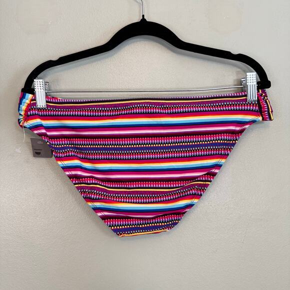Mossimo Baja Blanket Bikini Bottom Swimwear XL Red Striped Beach Pool Ruched NWT - Picture 2 of 7
